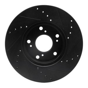 Honda Civic Brake Rotor (1) - Front Left - R1 Concepts - Drilled & Slotted - Black - `06-`15 Honda Civic Brake Rotor (1) - Front Left - R1 Concepts - Drilled & Slotted - Black - `06-`15